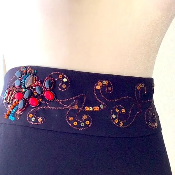 Cache ’ Women’s Hand Beaded Black Skirt NEW NO TAGS - Image 4