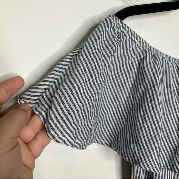 Allison Joy‎ 100% cotton off the shoulder dress women’s size medium blue & white - Image 7