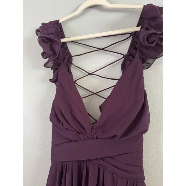 NWT Lulus Soiree Celebration Purple Ruffled Lace-Up Maxi Dress Size XS - Image 6