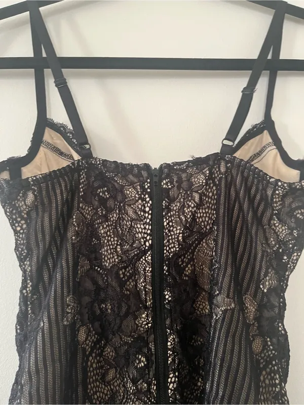 Lulus Black Lace Bodysuit Small Romantic Date Night Sheer Mesh Lingerie - Image 7
