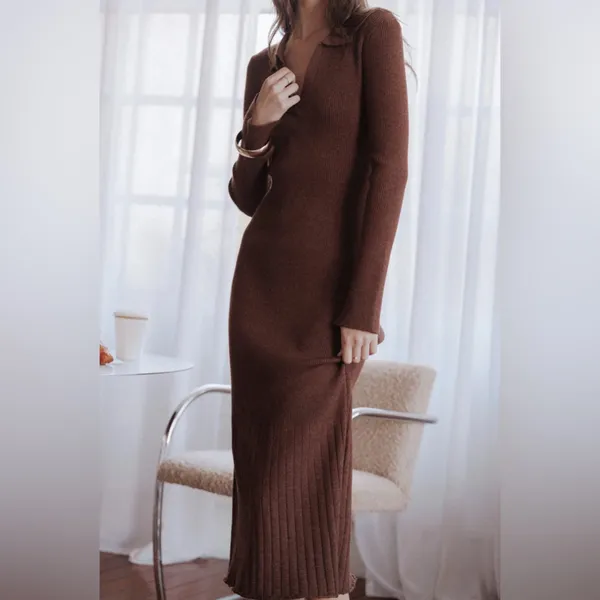 Petal & Pup Brown Makenna Knit Dress MIDI NWT Size S / M - Image 2