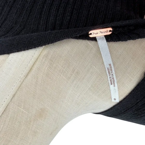 Free People Skylight Ribbed Longline Cardigan Black Button Front Small‎ - Image 11