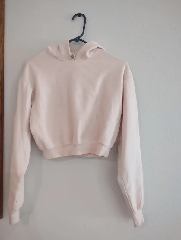 Skims Cotton Shruken Cropped Pink Hoodie Sweatshirt for Women - Image 7