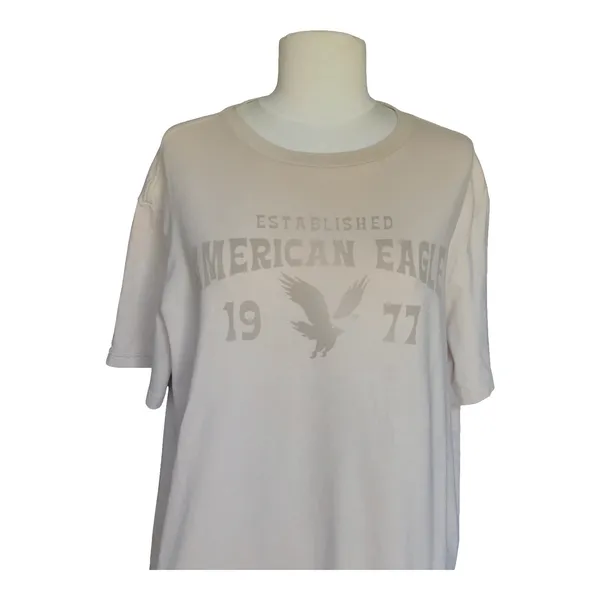 American Eagle Super Soft Graphic T-Shirt Heather Gray Relaxed Tee Medium - Image 2