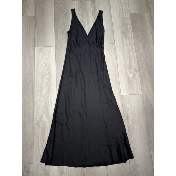 Enza Costa Nuit Silk Satin Minimalist Chic Elegant Maxi Black Dress NWOT XS - Image 2