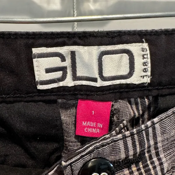 Y2K GLO Jeans Women's Size 1 Plaid Bootcut‎ low rise Trousers Black Gray Preppy - Image 2