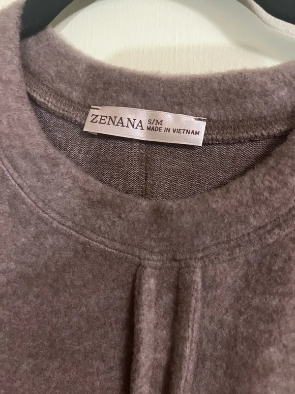 Zenana Chocolate Brown Top-Size S/M Fleece Cozy athleisure - Image 6