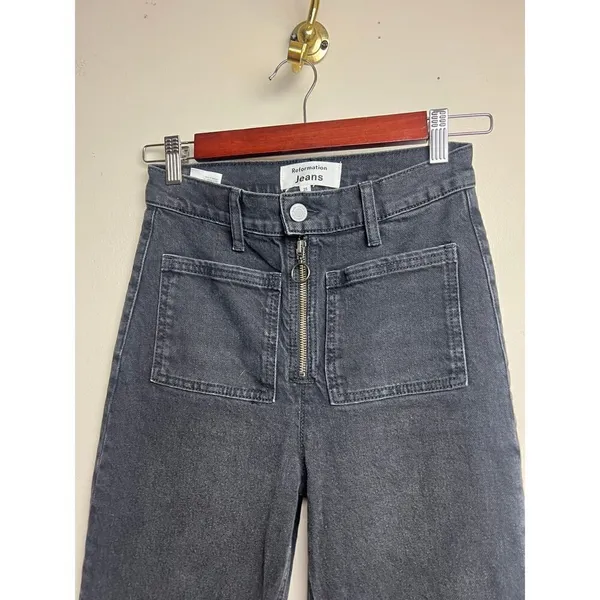 Reformation Peyton Zip Ultra High Rise Bootcut Jeans Sz. 25 - Image 5