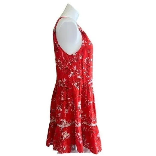 FREE PEOPLE All Mine Red Floral One Shoulder Ruffle Hem Mini Dress Size XS - Image 8