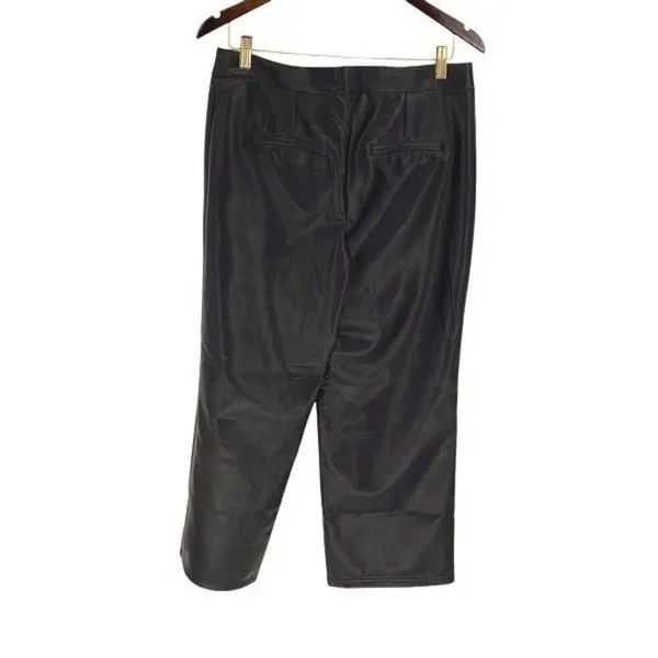 Bagatelle Womens Wide Leg Crop Mid Rise Zip Faux Leather Pants Black Size Medium - Image 3
