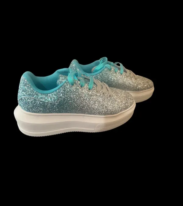 Southern Fried Chicks Turquoise/Silver Glitter Sneakers Women’s Size 8.5 - Image 2