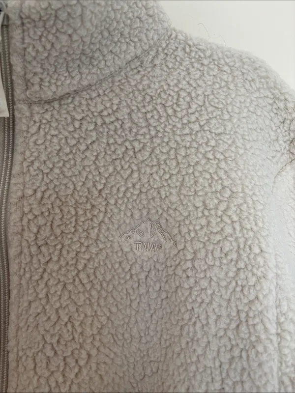 Aritzia Tna Polartec Thermal Pro Mockneck Waist Zip-Up sz Small in mullein - Image 5