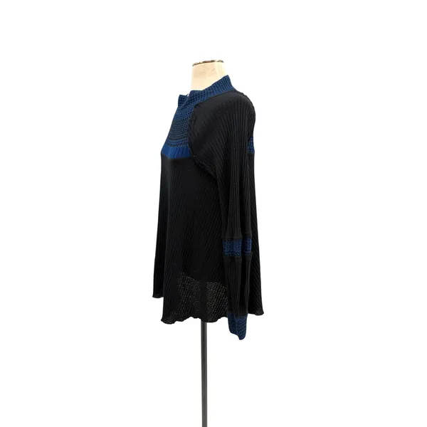Free People Snow Day Thermal Tunic Black Blue Long Sleeve Top‎ Size Medium - Image 6