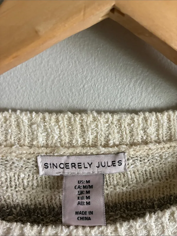 Sincerely Jules Striped Boucle Sweater Medium Oversized Cropped Cozy Knit - Image 2