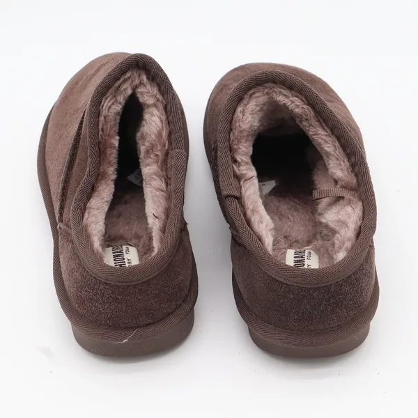 Cushionaire Slippers Women 8.5 Suede Memory Foam Mules Brown Faux Fur Excellent - Image 4