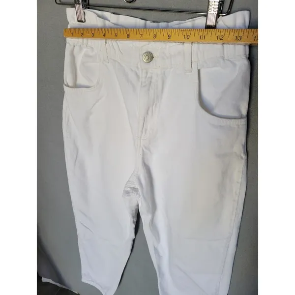 Zara Women's White Ankle Jeans High-Waisted Elastic Waist, Size S - Image 5