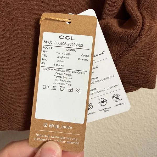 OGL Essential Elbow Length Sleeve Square Neck Bra Top Sweet Hazelnut Brown M NWT - Image 6