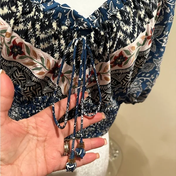 Joie Short Sleeve Cottage Prairie Print Cropped Top S - Image 6