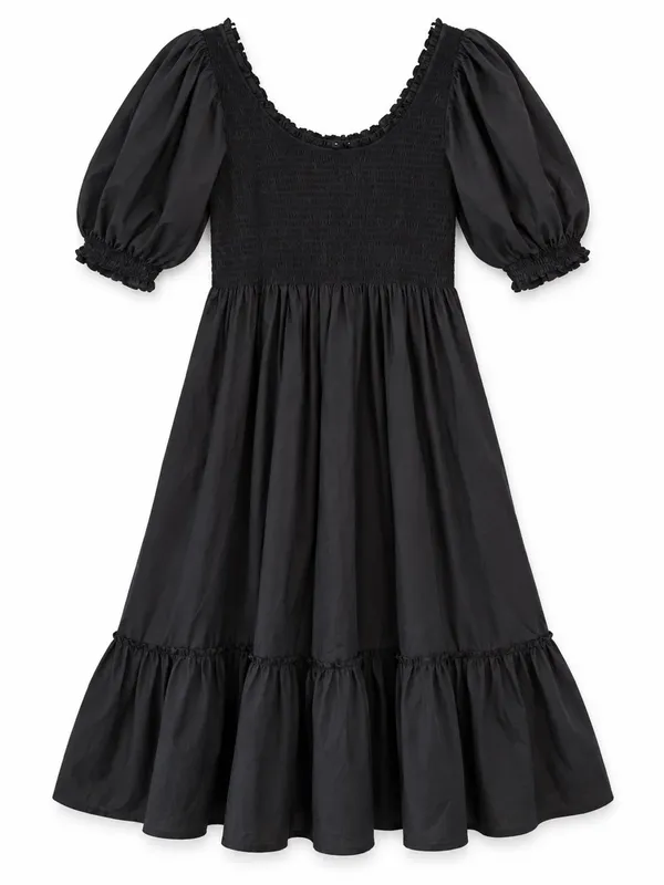 Hill House Home The Nap Dress Womens Large Black Excellent Athena Puff Sleeve - Image 3