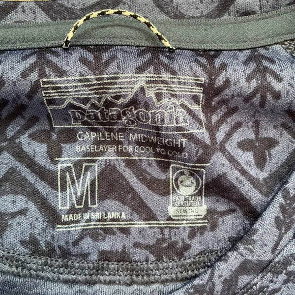 Patagonia Capilene Midweight Baselayer Top Blue Print Long Sleeve Size M Hiking - Image 3