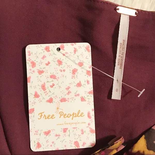 FREE PEOPLE Morning‎ Light Mini Dress Long Sleeve Floral Satin Purple Size 0 New - Image 8