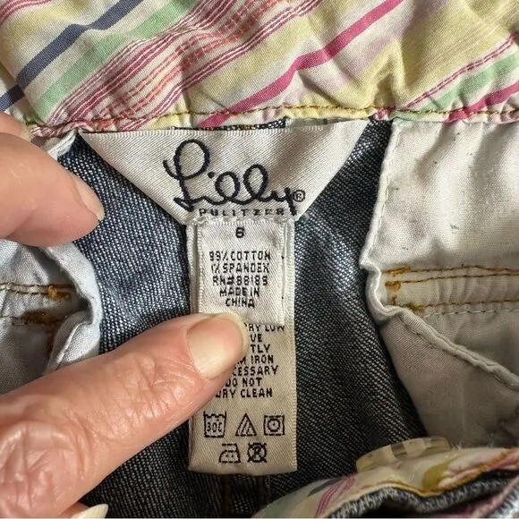 Lilly Pulitzer Jeans Women 8 Blue Low Rise Wide Leg‎ Denim Stretch Casual - Image 7