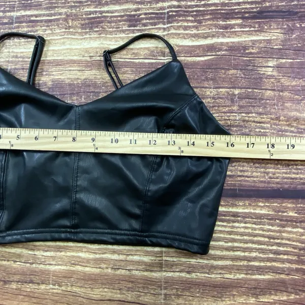 Blashe Black Faux Leather Crop Top Sleeveless Stretch Tank Top Size M - Image 6