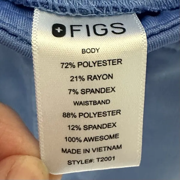 Figs Scrubs Pants Women’s Med Utility Nursing Blue Cargo Drawstring Pull On - Image 2