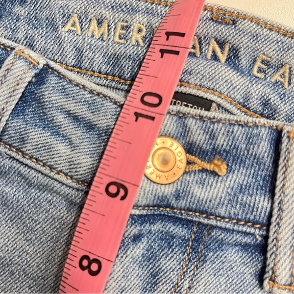 American Eagle Mom Jeans distressed size 00 regular juniors denim cotton‎ blend - Image 9