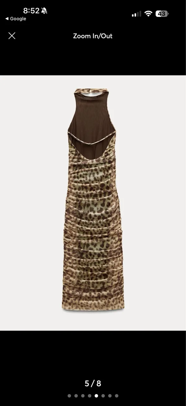Zara Leopard-Print Ruched Midi Dress in Tan - Image 5