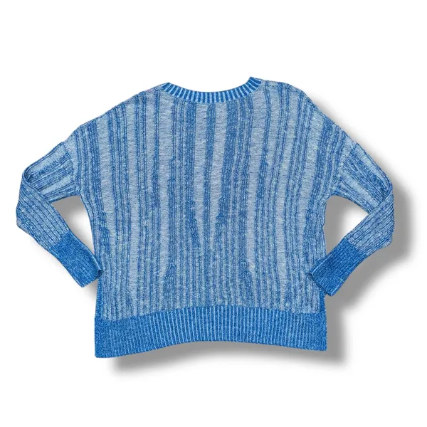 Pilcro Anthropologie Blue Striped‎ Knit Sweater Pullover Casual Lightweight Cropped Top - Image 7