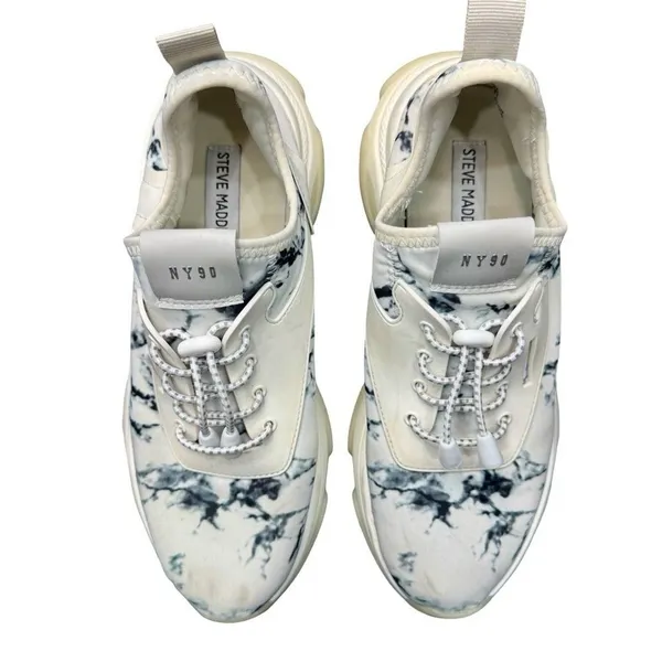 Steve Madden Black White Patterned Sneakers Womens Size 9 Casual Shoes - Image 4