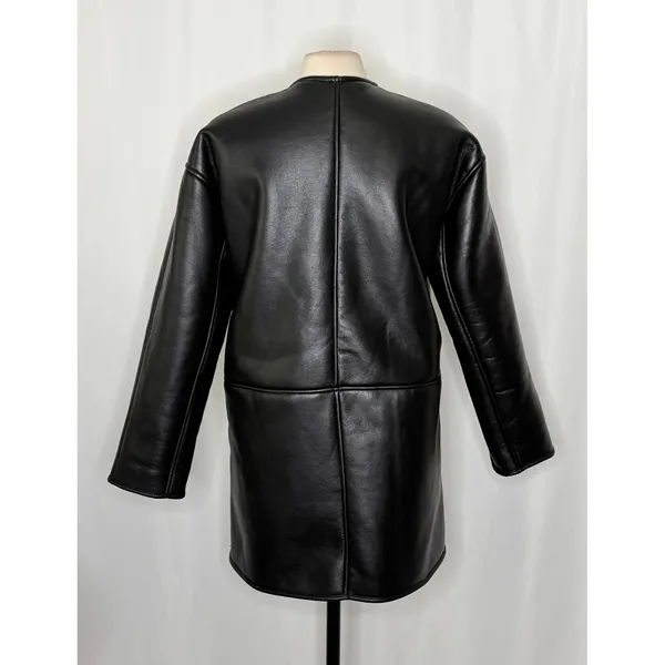 NWT!! ZARA ZW Collection Double Faced Coat Jacket Black Fleece Lining Small - Image 9