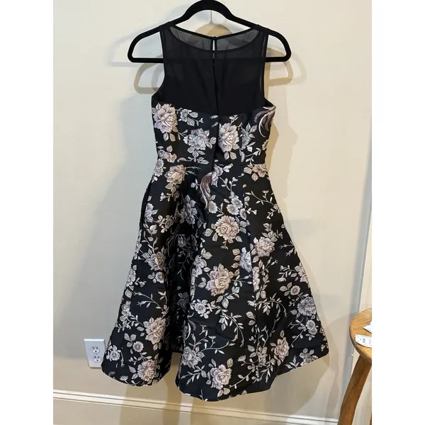Kate Spade New York Lillianne dress Black Floral Mesh Neckline Size XS Cocktail - Image 6