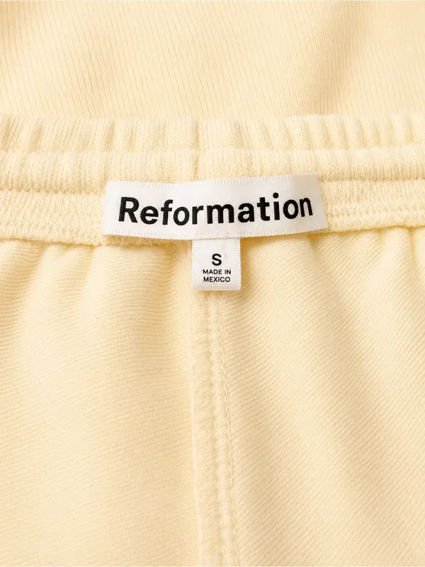 Reformation Olena Pale Butter Yellow Terry Cloth Lux Soft Knit Lounge Shorts - Image 5