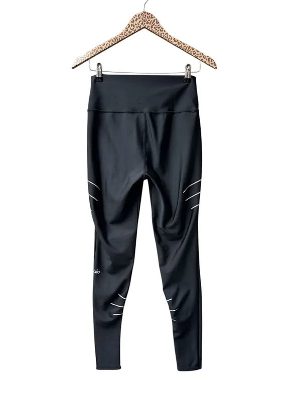 ALO Yoga High-Waisted Sequence Glow in the Dark Leggings Black Large Workout Gym - Image 3
