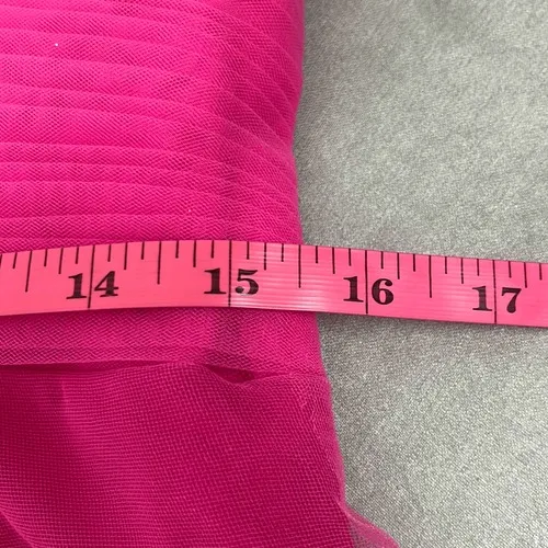 JJs House Hot Pink Formal Ballgown Dress Hi Low Beaded Cap‎ Sleeves Barbie Prom - Image 12