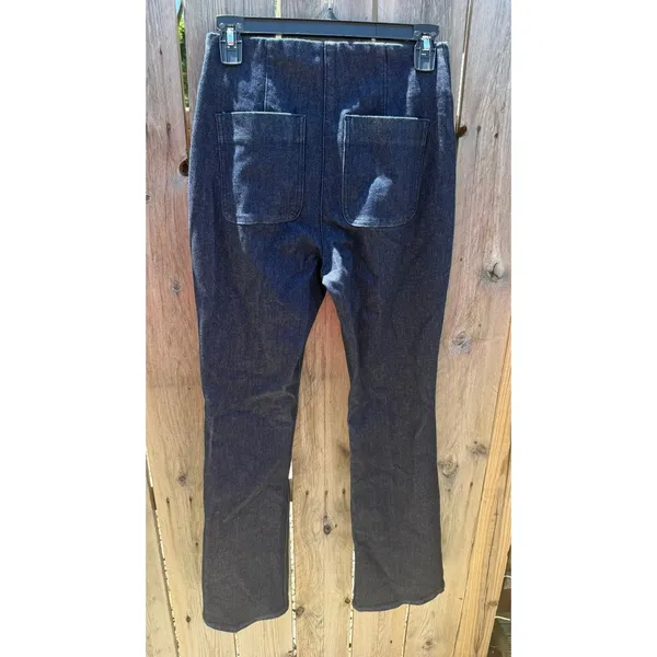 New!‎ $148 SPANX Denim Demi Boot Raw Indigo High Waist Flare Jeans Sz Small - Image 6