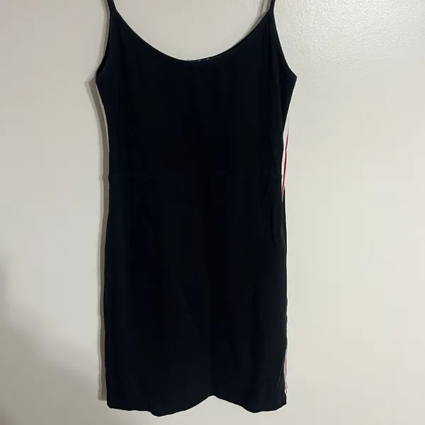 Brandy Melville Black Tank Top Dress With‎ Red & White Stripes Down The Side - Image 2