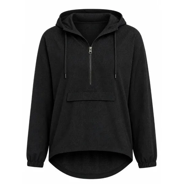 Tangerine Black Mesh Half Zip Hooded Running Jacket XL XXL - Image 2