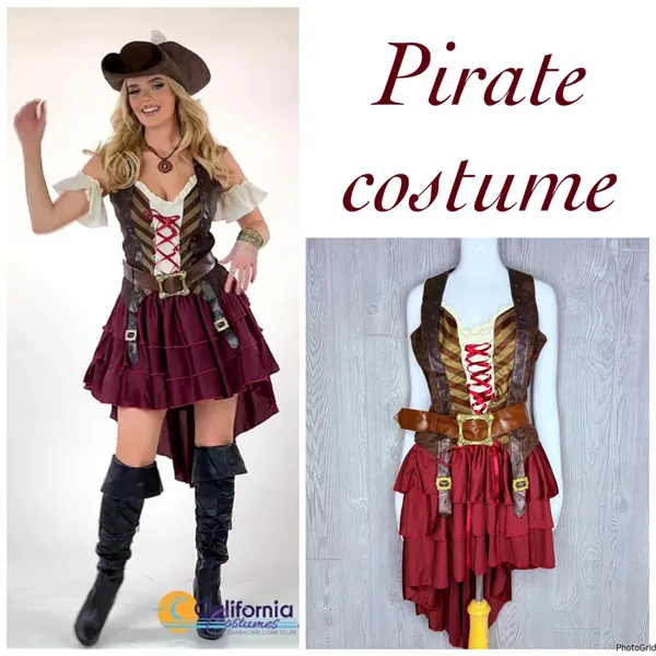 Eye candy Sexy Swashbuckler Captain Halloween costume shirt belt skirt L cosplay - Image 2