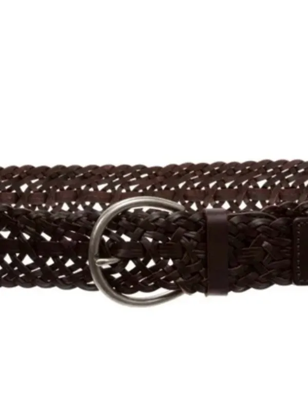 Merona Braided Leather Belt for Women in Dark Brown with Horseshoe Silver Buckle - Image 3