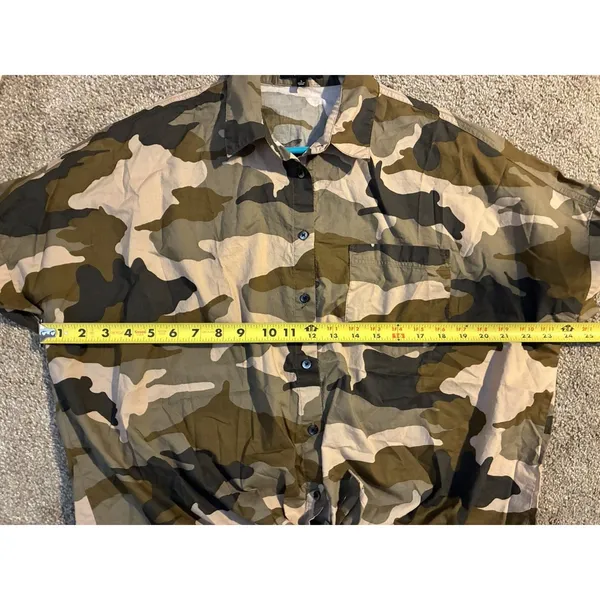 Madewell Cottontail‎ Camo Short Sleeve Button Tie Front Shirt Womens L - Image 7