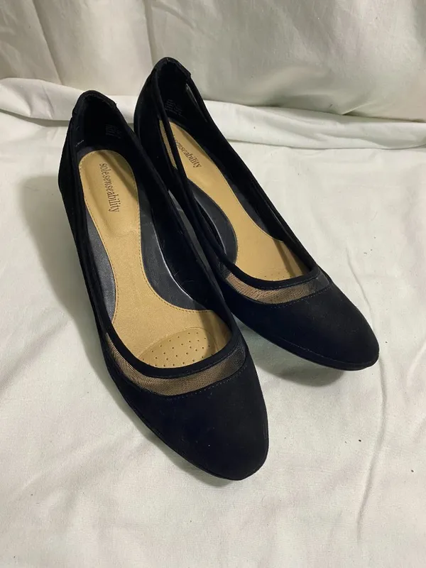 Solesenseability Black Mesh Trim Kitten Heel Pumps Women’s Size 10 Wide Comfort - Image 12