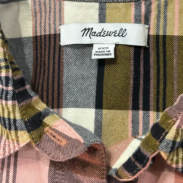 Madewell Plaid Flannel Shirt Button Long Sleeve Dark Academia Indie Sleaze - Image 6