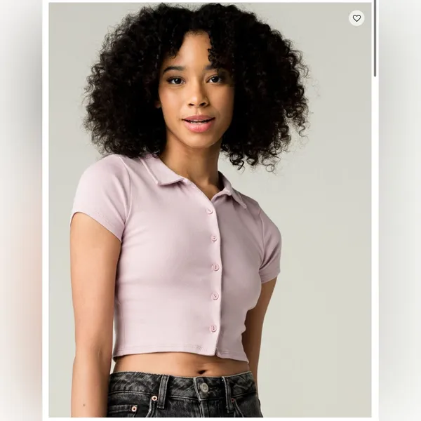 Tilly’s FULL TILT Button Front Womens Lavender Crop Polo Shirt NWT size XS - Image 3
