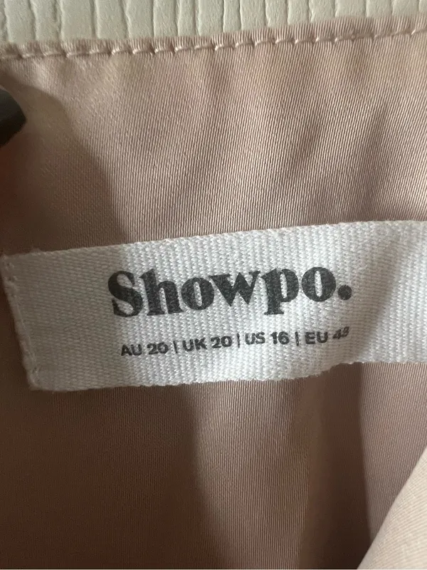 Showpo Wrap Tie Tulip Hem Dress Champagne Size 16 - Image 7