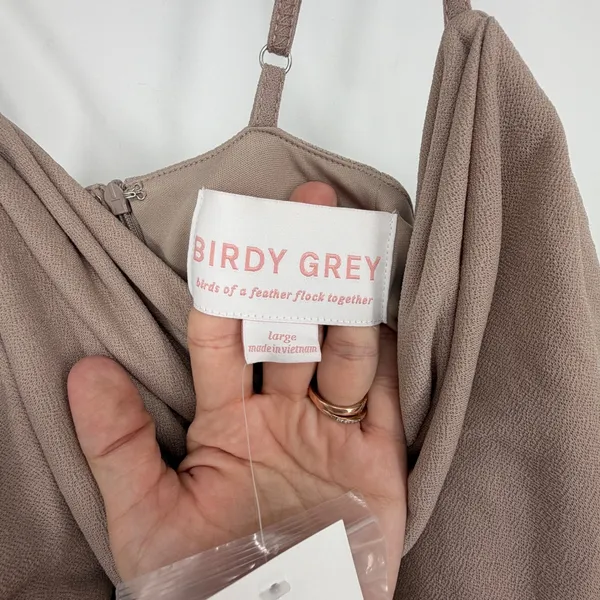 Birdy Grey Ash‎ Dress Taupe Large Cowl Neck Maxi Bridesmaid Dress NWT - Image 4