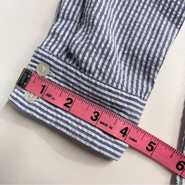 Granny‎ core button down top embroidered flowers collar blue white cotton blend - Image 8