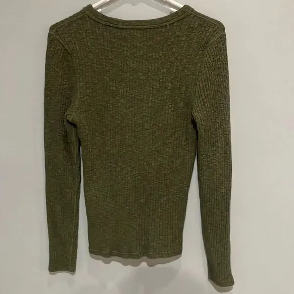 Everlane THE COZY RIB HENLEY KALAMATA Top Organic Cotton Large #500 - Image 8